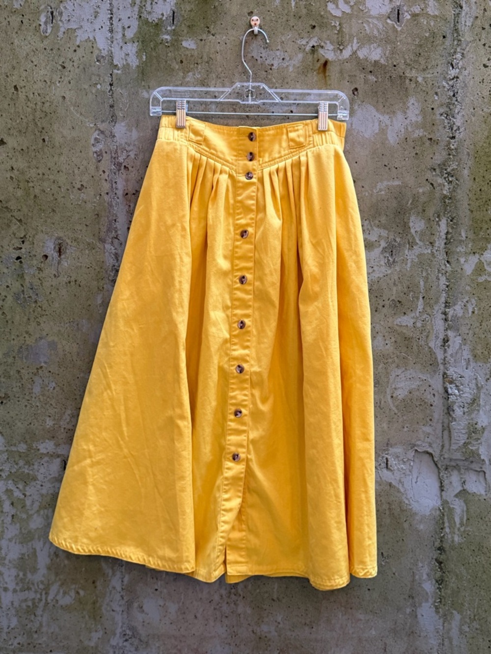 Vintage Nordstrom Bright Yellow Button-Front Midi Skirt